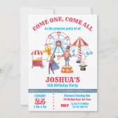 カーニバルサーカスピエロ誕生日パーティーの招待 招待状 (正面)