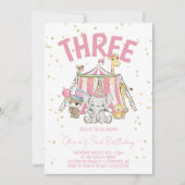 カーニバルサーカスピンク3歳の誕生日 招待状 (正面)