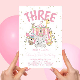 カーニバルサーカスピンク3歳の誕生日 招待状