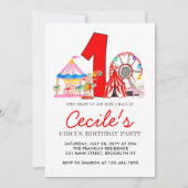 カーニバルサーカスフェアパーティーキッド1st誕生日 招待状 (正面)