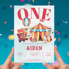 カーニバルサーカスフェスティバルキッドの最初の誕生日 招待状