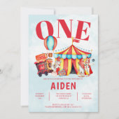 カーニバルサーカスフェスティバルキッドの最初の誕生日 招待状 (正面)