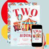 カーニバルサーカスフェスティバルキッドの2歳の誕生日 招待状