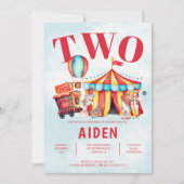 カーニバルサーカスフェスティバルキッドの2歳の誕生日 招待状 (正面)
