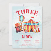 カーニバルサーカスフェスティバルキッドの3歳の誕生日 招待状 (正面)