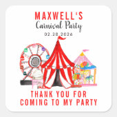 カーニバルサーカスフェスティバルショーありがとう誕生日 スクエアシール (正面)