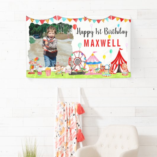 カーニバルサーカスフェスティバルショーキッズフォト誕生日 横断幕 (インサイチュ)