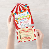 カーニバルサーカスフェスティバルベビーシャワー オールインワン招待状 (貼ってはがせる)