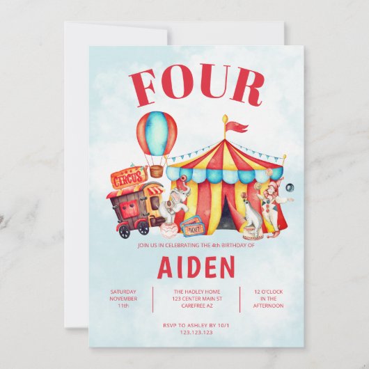カーニバルサーカスフェスティバル4th誕生日 招待状 (正面)