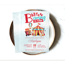 カーニバルサーカスブルーベビーシャワー 招待状