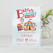 カーニバルサーカスブルーベビーシャワー 招待状 (スタンド正面)