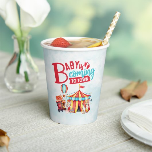 カーニバルサーカスブルーベビーシャワー 紙コップ (インサイチュ)