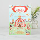 カーニバルサーカス動物子供の誕生日パーティー 招待状 (スタンド正面)