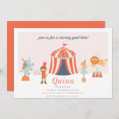 カーニバルサーカス子供の誕生日招待状招待状 招待状 (正面/裏面)