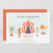 カーニバルサーカス子供の誕生日招待状招待状 招待状 (正面/裏面)