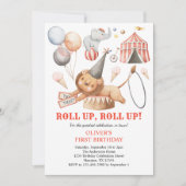 カーニバルサーカス子供の1歳誕生日パーティー招待状 招待状 (正面)