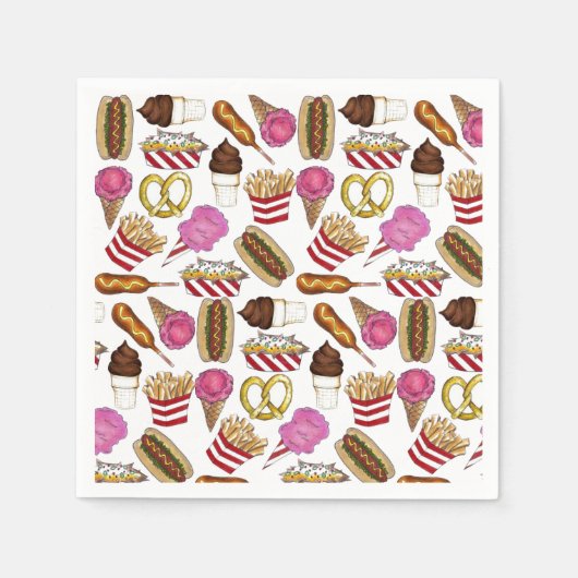 カーニバルサーカス州フェアフーズ誕生日パーティー スタンダードカクテルナプキン (正面)