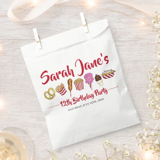 カーニバルサーカス州フェアフーズ誕生日パーティー フェイバーバッグ (クリップ留めされた状態)