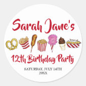 カーニバルサーカス州フェアフーズ誕生日パーティー ラウンドシール (正面)