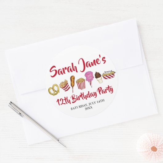 カーニバルサーカス州フェアフーズ誕生日パーティー ラウンドシール (封筒)