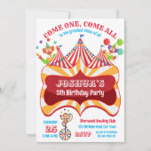 カーニバルサーカス誕生日パーティーの招待 招待状 (正面)