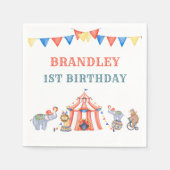 カーニバルサーカス&アニマルズ誕生日 スタンダードカクテルナプキン (正面)