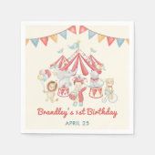 カーニバルサーカス&動物フェスティバル誕生日ナプキン スタンダードカクテルナプキン (正面)