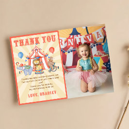 カーニバルサーカス&動物誕生日写真 サンキューカード