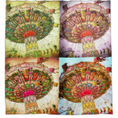 カーニバルスイングライドパターンヴィンテージレトロカラフル シャワーカーテン (正面)