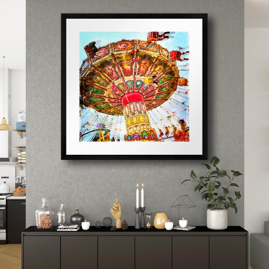 カーニバルスイングライドブルースカイヴィンテージレトロ写真 ポスター