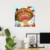 カーニバルスイングライドブルースカイヴィンテージレトロ写真 ポスター (ホームオフィス)