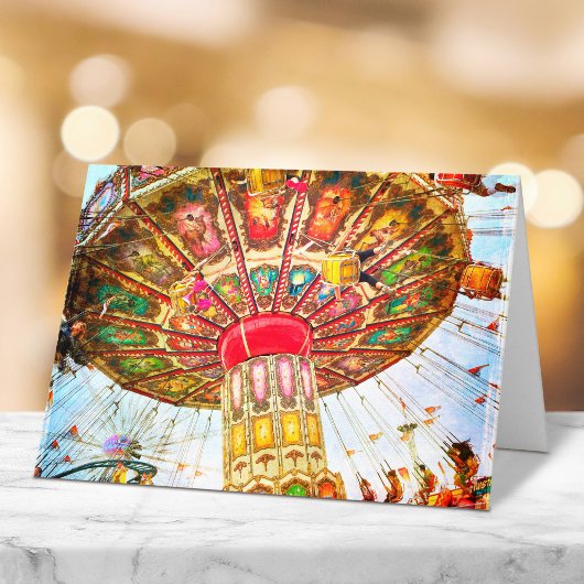 カーニバルスイングライド写真ヴィンテージレトロブルースカイ カード