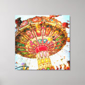 カーニバルスイングライド写真ヴィンテージレトロブルースカイ キャンバスプリント (正面)