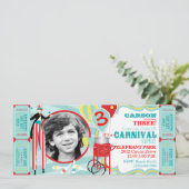カーニバルスティルトウォーカー&コットンキャンディ誕生日 招待状 (スタンド正面)