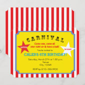 カーニバルストライプの誕生日パーティーチケット招待状 招待状 (正面/裏面)