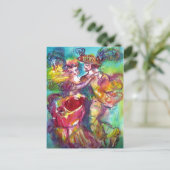 カーニバルダンスバレンタインデー赤いハートワックスシール シーズンポストカード (スタンド正面)