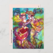 カーニバルダンスバレンタインデー赤いハートワックスシール シーズンポストカード (正面/裏面)