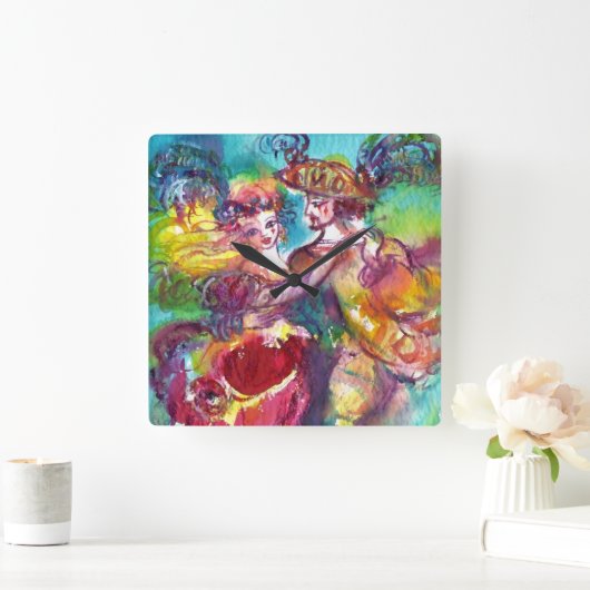 カーニバルダンスヴェネツィア仮装舞踏会 スクエア壁時計 (ホーム)