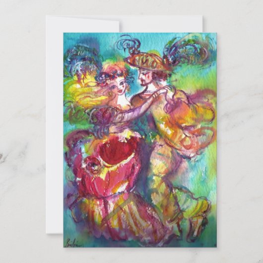 カーニバルダンス鮮やか、ピンク色 案内状 (正面)