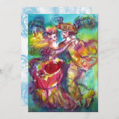 カーニバルダンス鮮やか、ピンク色 案内状 (正面/裏面)