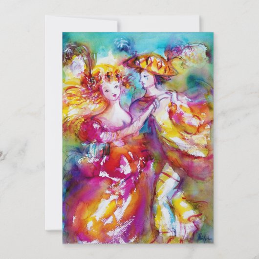 カーニバルダンス2鮮やか、ピンク色 案内状 (正面)