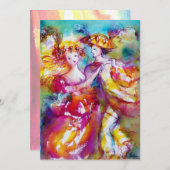 カーニバルダンス2鮮やか、ピンク色 案内状 (正面/裏面)