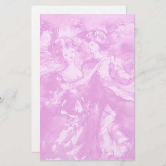 カーニバルダンス2，ソフトアンティークピンク 便箋 (正面/裏面)