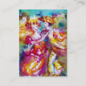 カーニバルダンス，ベネチアンマスカレードピンク色の青 名刺 (裏面)