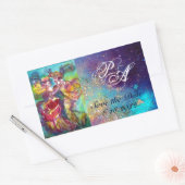 カーニバルダンス/ベネチアンマスカレードボールモノグラム 長方形シール (封筒)