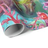 カーニバルダンス、赤い紫のフローラ渦巻き ラッピングペーパー (ロールコーナー)