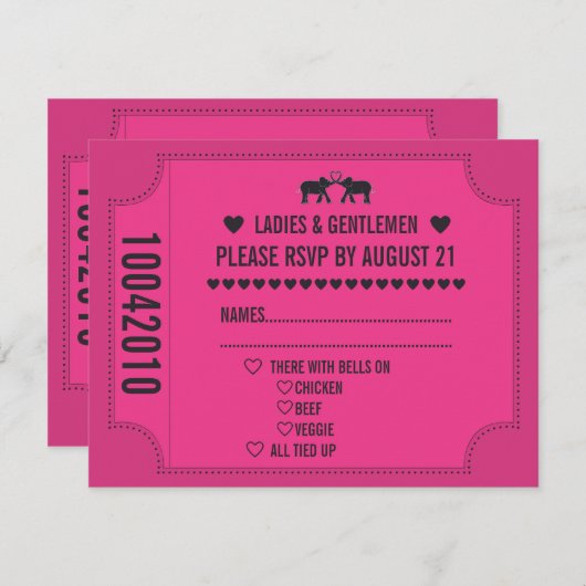 カーニバルチケットの招待状のご返信 出欠カード (正面/裏面)