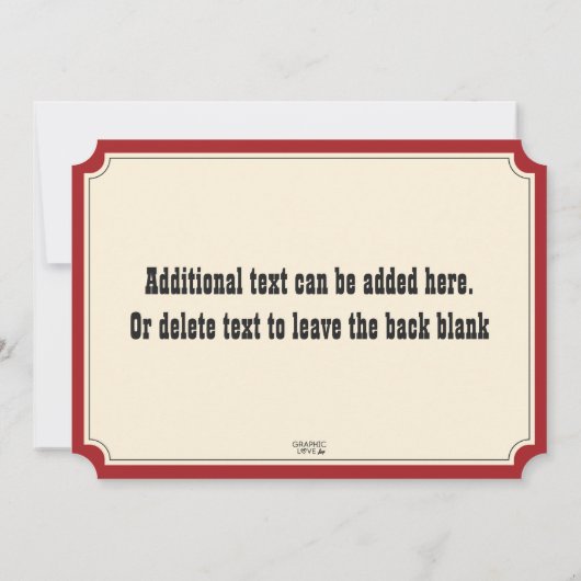 カーニバルチケット1つの誕生日パーティー、任意の年齢を認める 招待状 (裏面)