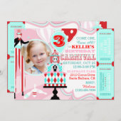 カーニバルテントケーキ誕生日招待状 招待状 (正面/裏面)