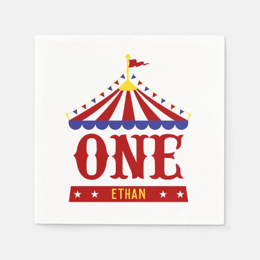 カーニバルテーマカスタムファーストバースデーパーティー スタンダードカクテルナプキン (正面)